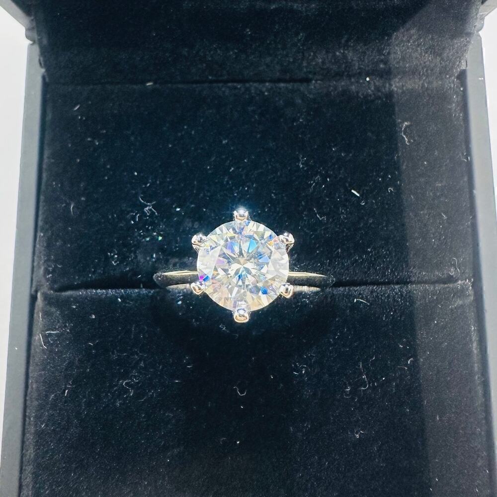 Moissanite Diamond Engagement Ring 6 Prong Wedding Anniversary GRA 18K 925 2 Ct - Picture 8 of 11